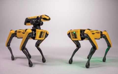 Demonstration of four-legged robot “SPOT”